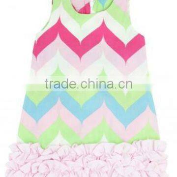GIRLS CHEVRON PRINTED RUFFLE DRESS photo-1