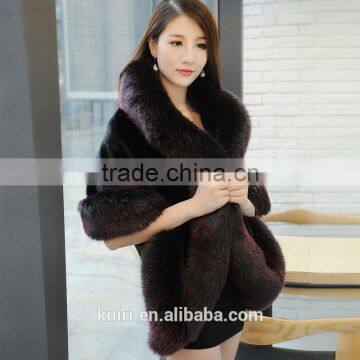 Super Quality Autumn and Winter Women's Luxury Faux Mink Fur Coat Fur Shawl Faux Fox Fur Medium-long Cloak Thicken Warm Big Pas photo-2