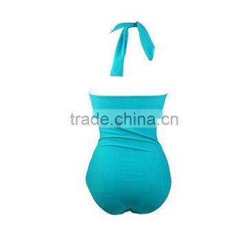 Plain Solid Color Wrinkle Women Swimwear One Piece Swimwear photo-3