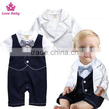 Gentlemen Boys Spring Bodysuit Waistcoat Rompers with Coat 2pcs Set Boys Suit