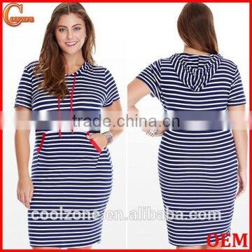 Classic Stripe Details Front Pocket Plus Size Dress,women Plus Size Clothing