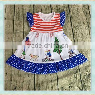 Yi wu manufacture new style wholesale little girl boutique traditional Patriotic pic clothes unique design frock