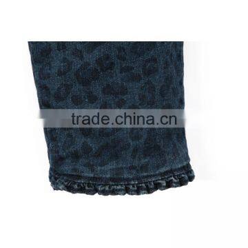 2017 Guangzhou Apparel Factory Pink Bow - Kont Warm Fleece Kids Ruffle Printed Jeans Pants photo-5
