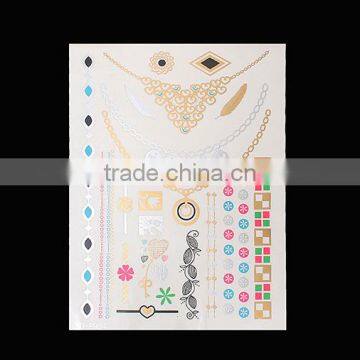 Body Art Mixed Pattern 21cm x 15cm Removable Waterproof Metallic Temporary Tattoo Sticker photo-2