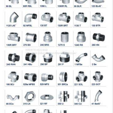 Malleable Iron Pipe Fittings Elbow, Tee, Bushing, Nipple, Plug, Socket, Union