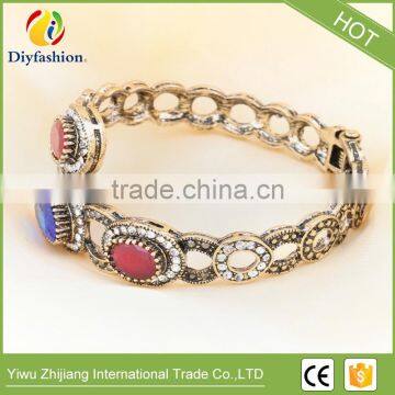 Antique Gold Vintage Bangles Bracelets Female Accessories Fashion Turkish Jewelry Metal Resin Bracelet photo-5