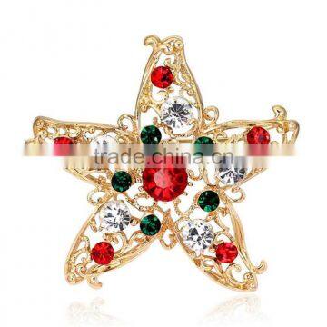 Christmas Jewelry Star Brooch Rhinestone Brooch Pins Colorful Brooches Pin gold plating Best Gift For Christmas