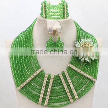 African Crystal Beads Necklace With Flowers Nigerian Wedding Earrings Bangle Jewelry Sets