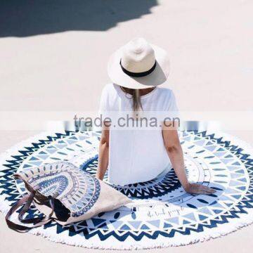 Custom full printed design velour microfiber/cotton round towel beach with low price high quality