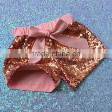Champagne Pink PEACH Sparkle Sequin SHORTS Girls Birthday Outfit Rose Gold Infant Toddler Baby Girl Short photo-2