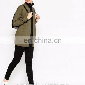China Custom Bomber Jacket Long Line Cut Cotton Jersey Women Long Bomber Jacket photo-5