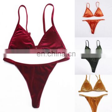 New arrival women velvet sexy bikini 2017