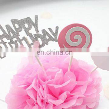 Happy Birthday Pink Girl Set Lollipop Cake Toppers