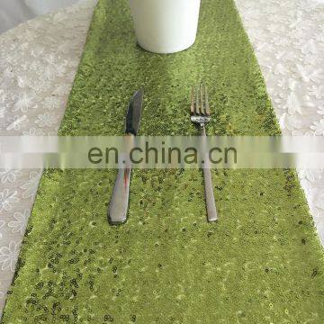 Glitter Sequins Fancy Wedding Green Table Runner photo-3