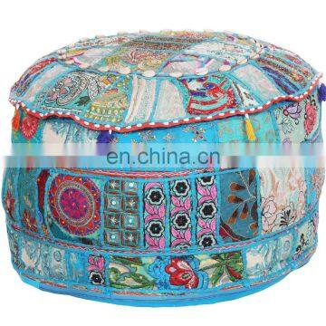 Wholesale Embroidered Cotton Living Room Bean Bag Ottoman