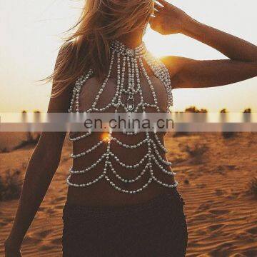 Fashion Women Silver Chains Unique Design Layers Sexy High-grade Bra Body Chains Jewelry