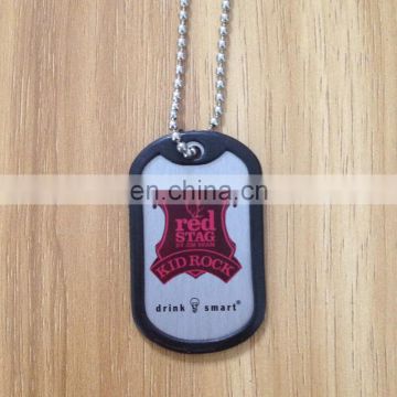 Stock size silicone aluminum dog tag with ball chain