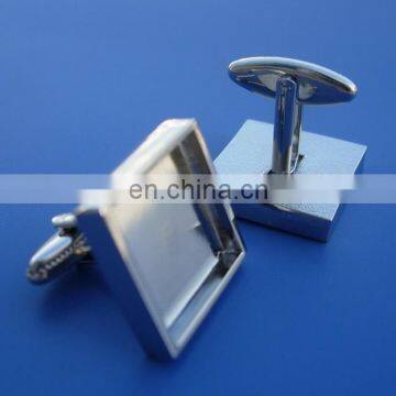 Promotional blank logo rectangle shape cufflinks