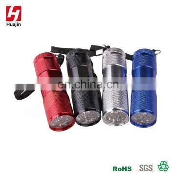 Chirsmas promotional gifits EDC aluminum alloy 9 LED flashlight,torch