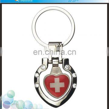 Souvenirs heart shape cross keychain