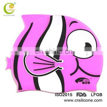 Adult/Kid sizes customized logo printed waterproof silicone swimming cap