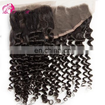 Qingdao hair factory Hot selling top brazilian hair deep curly lace frontal