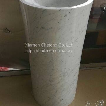 Carrara White Marble Pedestal Sinks,White Marble Wash Basins, Nature Stone Bathroom Sinks