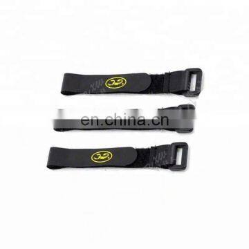 Adjustable plastic buckle hook and loop battery strap