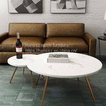 High Quality Round White Coffee Table Calacutta White Table Top photo-4