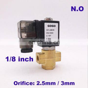 GOGO Normally Open 2 Way Pilot Diaphragm Brass Solenoid Valve Water Flow Control 1/8" BSP 24V DC 2.5mm/3mm NBR 0-16bar/10bar photo-2