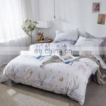 I@home Ins Nordic White Striped Print Cotton Duvet Bedsheets Bedding Set photo-4