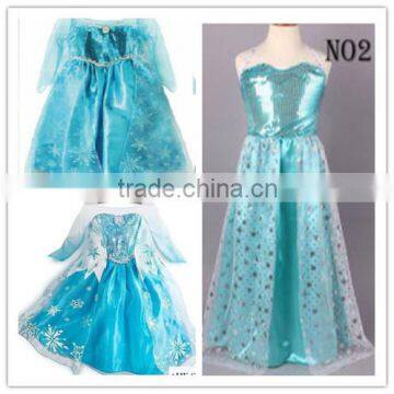 Fashion cheap kids Frozen elsa dresses girl dress holloween costume dress