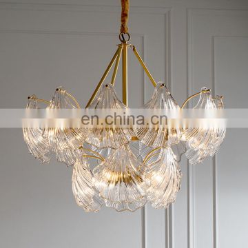 chinese chandelier lighting K9 crystal shell shape led indoor light fixture interior lighting