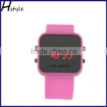 2016 Popular Unisex Mirror Dial LED Digital Sport Watch Pink WP022