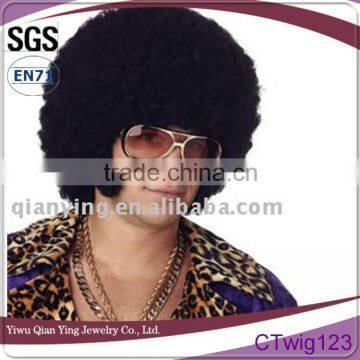 cheap black afro curl synthetic mans rock star wig