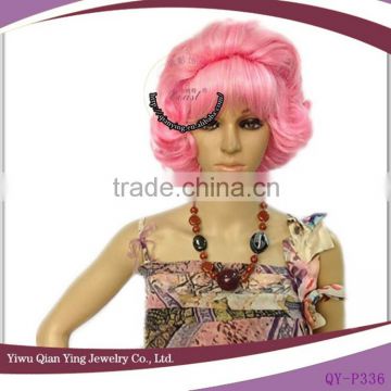 long short curly pink party wigs