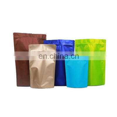 Custom packaging resealable Matte stand up pouch plastic zip lock with window black mylar bags