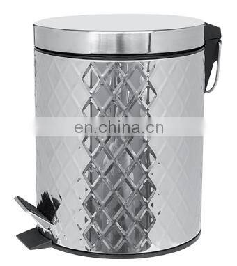 Simple Design Household Kitchen Bathroom Stainless Steel Pedal Bin Egg Packing Rubber Coated Trash Bin Grey Iron Trash Bin photo-3