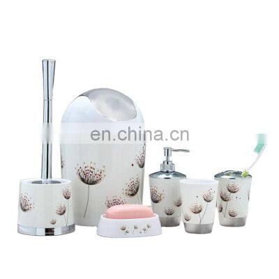 Dandelion design integrated plastic bathroom set,bathroom accessory set