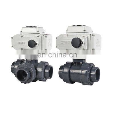 COVNA DN50 2 inch 2 Way Full Port 12V DC Electric Actuated PVC Plastic True Union Motorized Ball Valve Plastic Ball Valve