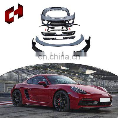 CH Wholesale Oem Parts Black Bumper Engine Hood Protector Mudguard Led Light Conversion Bodykit For Porsche 718 2016-2018 to GTS