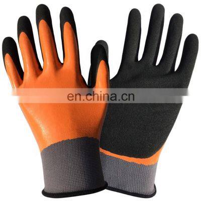 15 G Blue Nylon Lining Black Foam Nitrile Coated Rough Finished Work Gloves photo-2