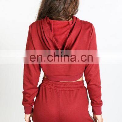 Loose Fit Best Gym Workout Fitness Drop Shoulders Ladies Cropped Top Pullover Cotton Ladies Chenille Patch Hoodies for Women photo-4