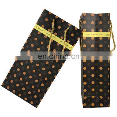 Luxury Wholesale Art Paper Custom Made Print Logo White Kraft Coloured Paper Wine Bottle Packaging Bag With Handle photo-2
