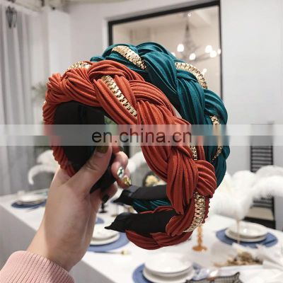 New Fashion DIY Multiple knots Hairbands For Women Ladies High-end Hair Band Wide Side Hair Accessories