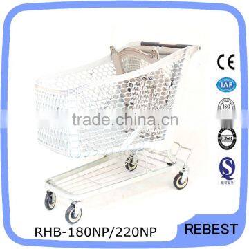 Plastic Shopping Cart with coin lock