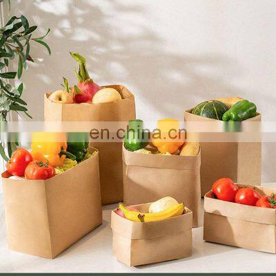 Custom Fast Food Restaurant Sandwich Food Takeaway Paper Carry Bag Brown Kraft Paper Bag Without Handle photo-3