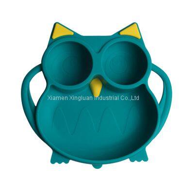 Silicone plate of owl shape three lattice for baby and kids anti-impact