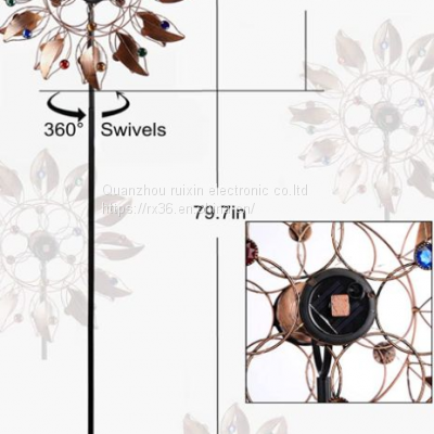 Solar Wind Spinner Multi-Color LED Lighting With Kinetic Wind Aculptures