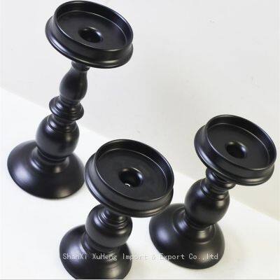 Dining Table Wedding Candlestick European Style Candle Holder Columnar Shape Black Metal Candlestick Set photo-4